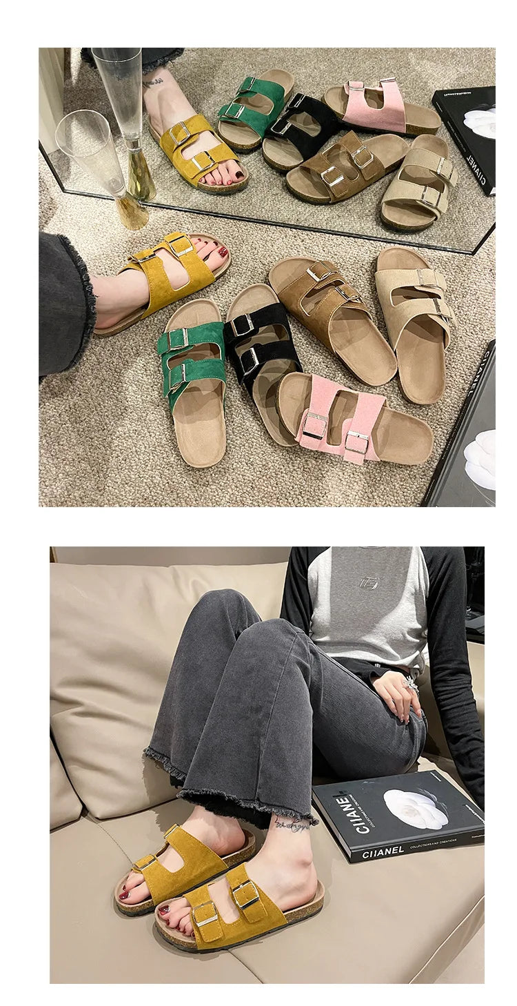 Men's Arch Support Slides Sandals With Adjustable Buckle