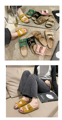 Men's Arch Support Slides Sandals With Adjustable Buckle