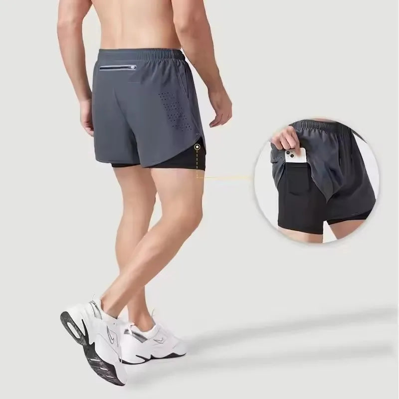 Summer men's reflective running shorts Fitness quick drying double-layer shorts Men's exercise training bodybuilding shorts - Buy online at  Vibe In Cart.
