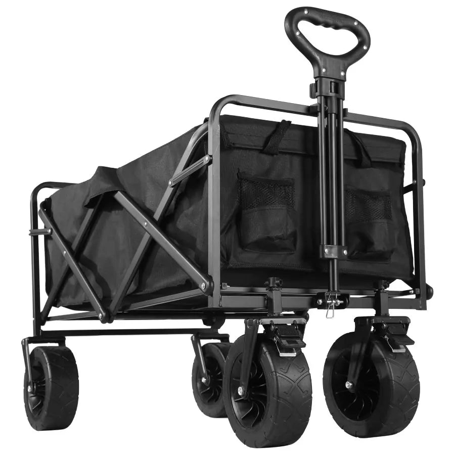 Collapsible Folding Utility Beach Wagon Cart Heavy Duty Large Capacity Fold Wagon Outdoor Trolley Portable Camping Cart Table - Buy online at  Vibe In Cart.