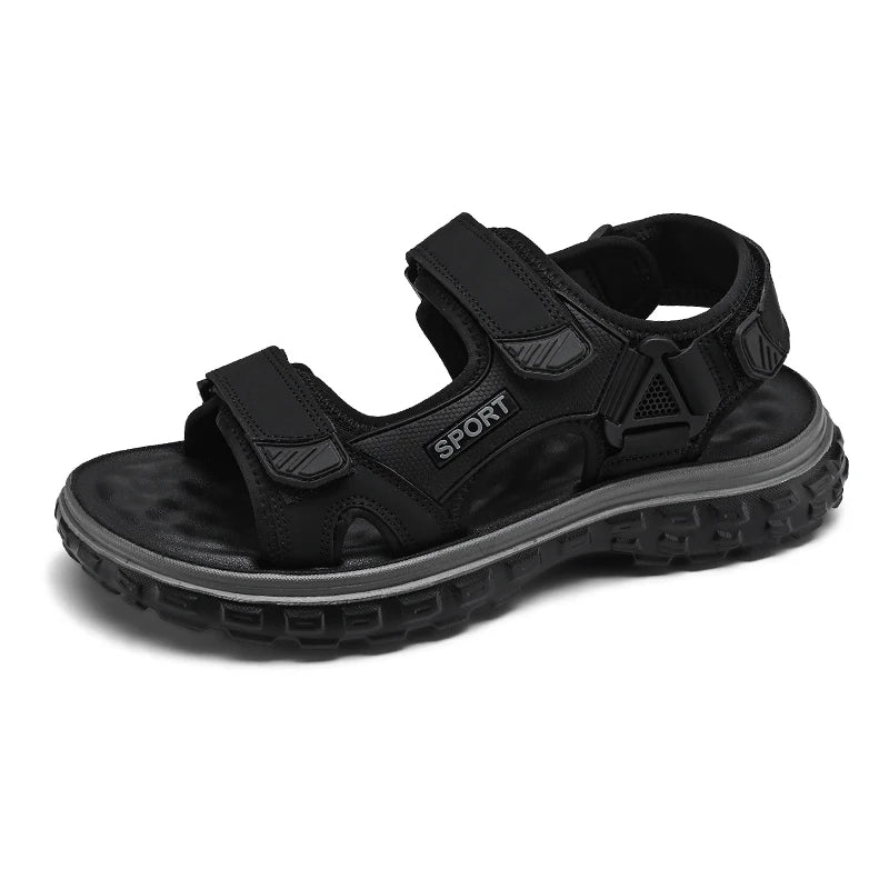 Men's Breathable Gladiator Sandals with Anti-Slip PVC Outsole and PU Upper