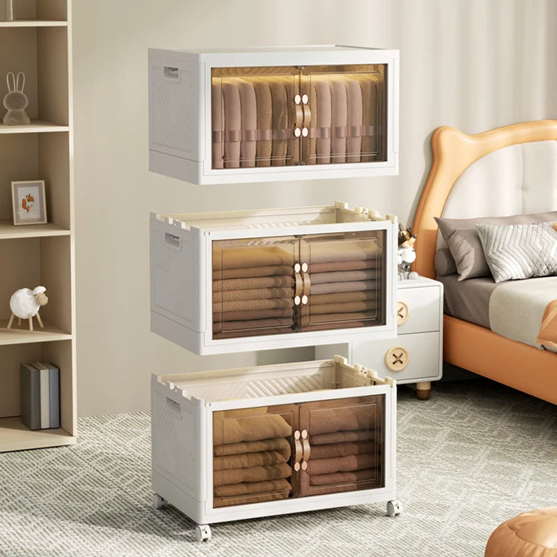 Folding storage cabinet, multi-layer large capacity, simple and modern transparent storage cabinet, clothes and toys storage - Buy online at  Vibe In Cart.