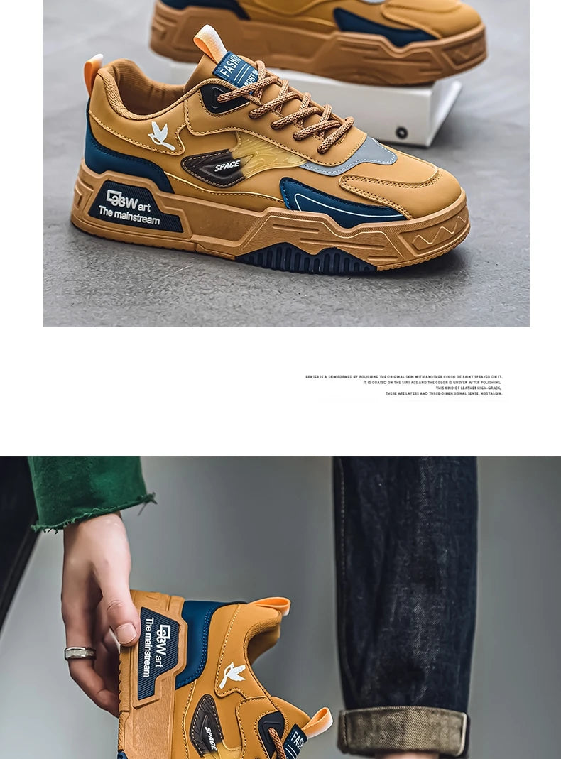 Men's Low-Top Lace-Up Skateboarding Shoes With Rayon Material