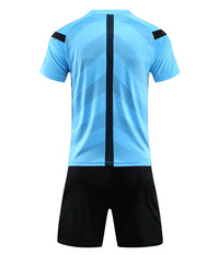 Men's Polyester Soccer Referee Uniform with Jersey and Shorts