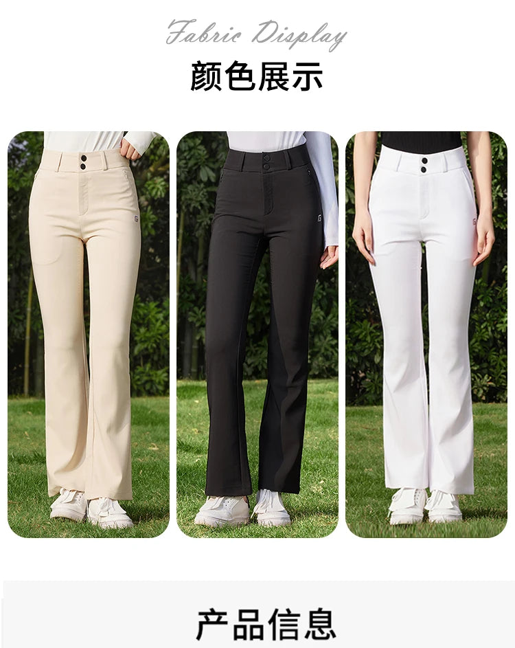 Women's High Waist Flared Golf Trousers Full Length