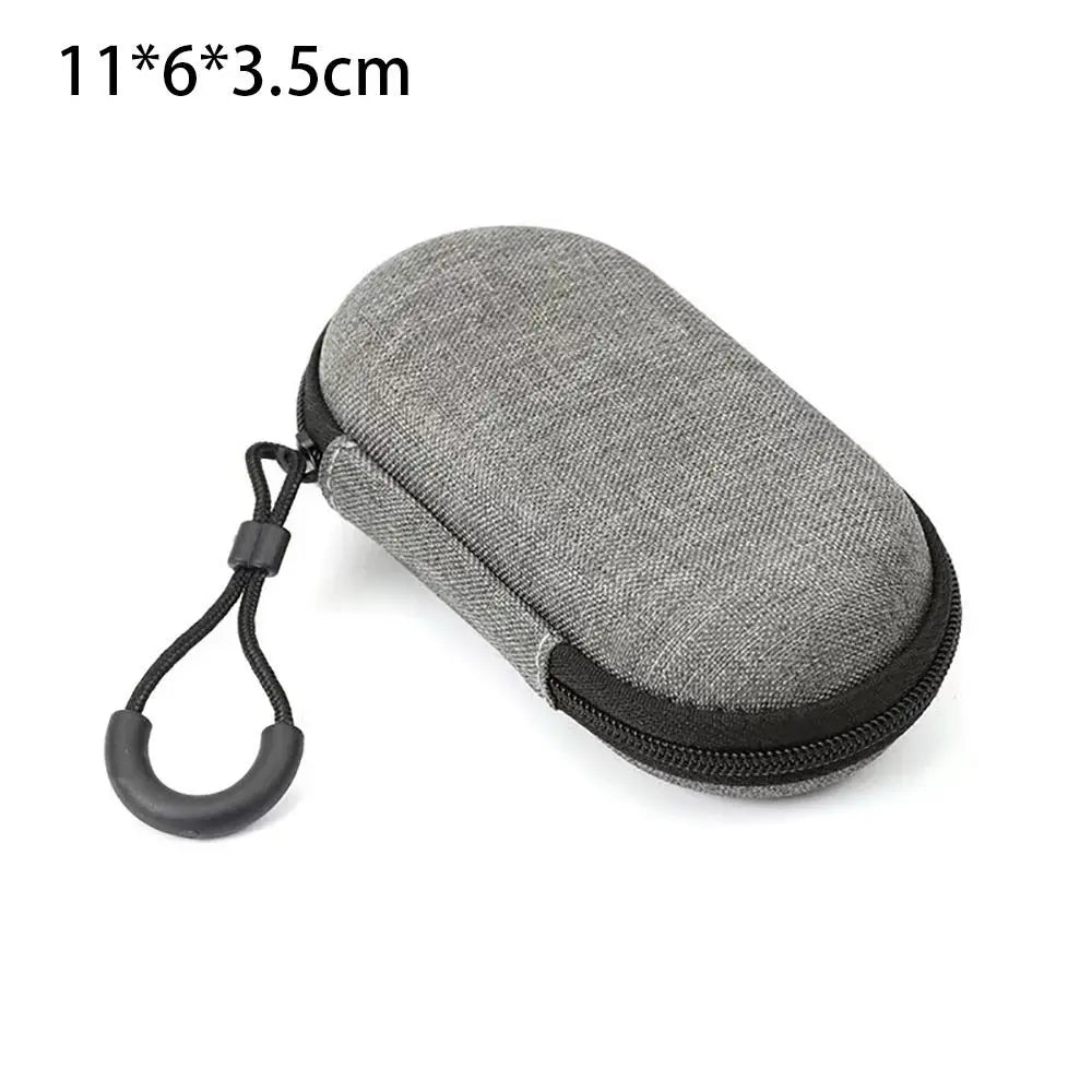 Grey Canvas Zipper Storage Bag for Earphones and Accessories