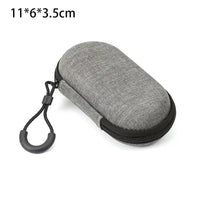 Grey Canvas Zipper Storage Bag for Earphones and Accessories