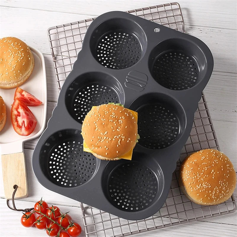 Hamburger Baking Mold Silicone mould Food Grade Bread Bun Baked Plate Non-Stick cake Pan Home Kitchen Bakeware BPA Free - Buy online at  Vibe In Cart.