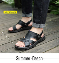 Men's 2025 Summer Leather Sandals Non - Slip Thick - Soled Soft and Comfortable for Beach and Outdoor Use - Buy online at  Vibe In Cart.