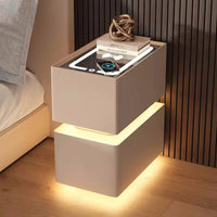 Creative 25cm Smart Bedside Table with Sensor Light Nordic Style Storage Cabinet Bedroom Nightstand with Wireless Charging - Buy online at  Vibe In Cart.