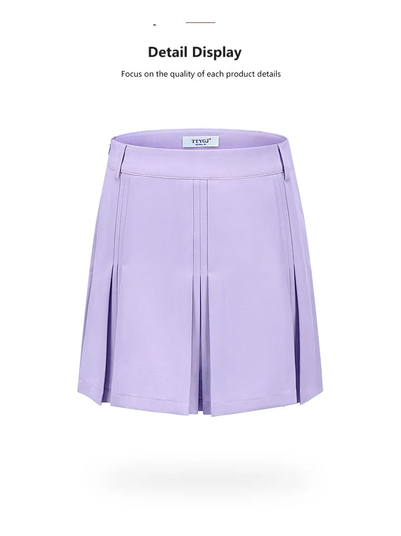 TTYGJ New Golf Skirt Women Spring Autumn Fashion A-lined Skirt Ladies Outdoor Sports Skorts Casual Golf Wear with Inner Shorts