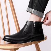 Fashion Brogue Chelsea Men Boots Classical Style Leather Ankle Boots Genuine Leather Mens Winter Plush Snow Botas Walking Shoes - Buy online at  Vibe In Cart.