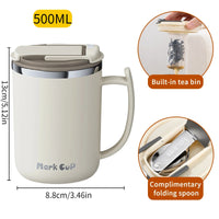 500ml Double-Layer Insulated Stainless Steel Mug with Handle