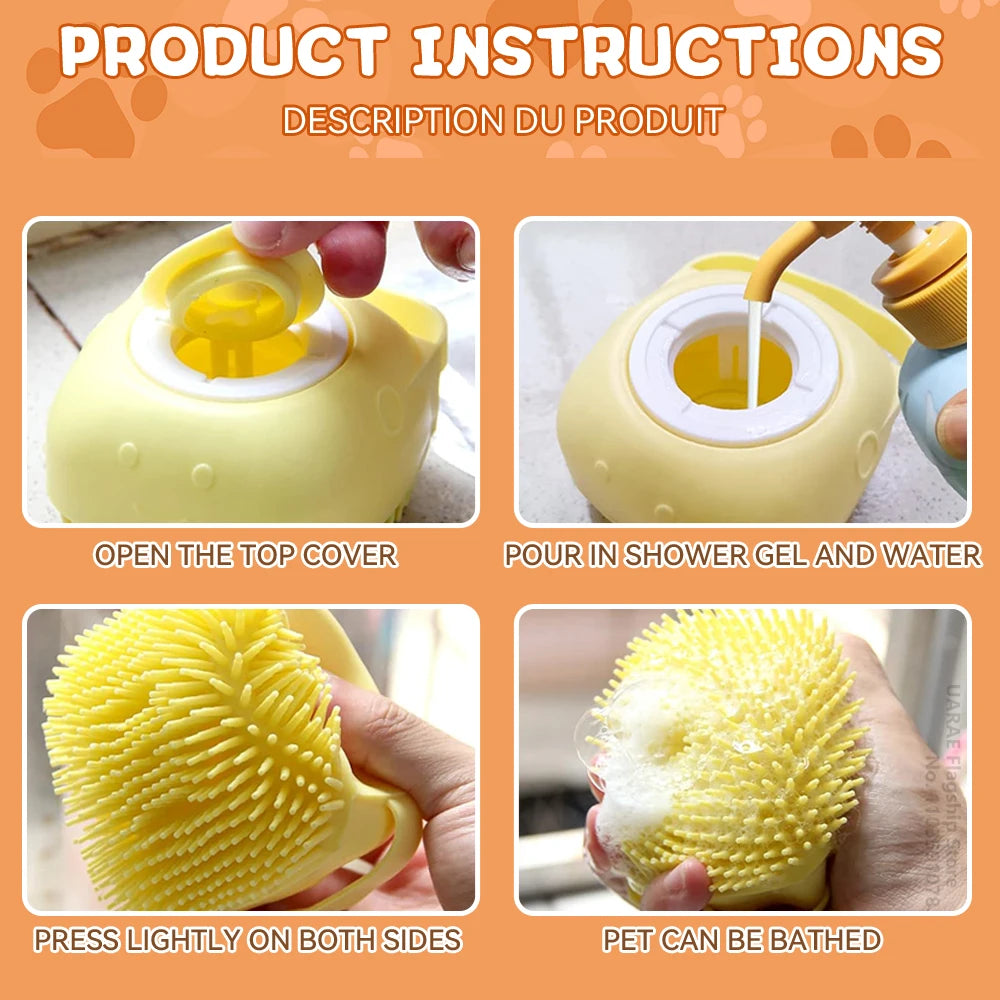 Dog Bathing Brush Pet Massage Brush Shampoo Dispenser Soft Silicone Brush Rubber Bristle for Dogs and Cats Shower Grooming Tool - Buy online at  Vibe In Cart.