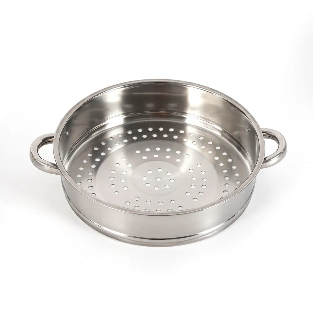 5 Tier Stainless Steel Steamer Pot Set 28cm Stackable with Glass Lid