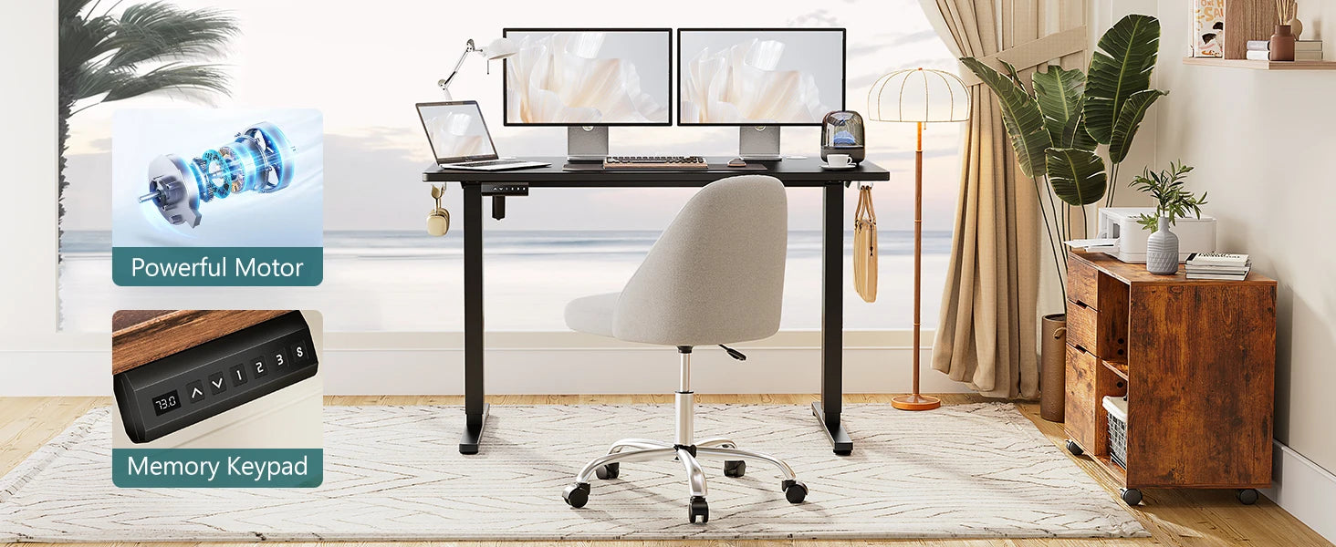 JHK Electric Standing Computer Desk Height Adjustable Workstation Ergonomic Work Table with Metal Frame For Home Office - Buy online at  Vibe In Cart.