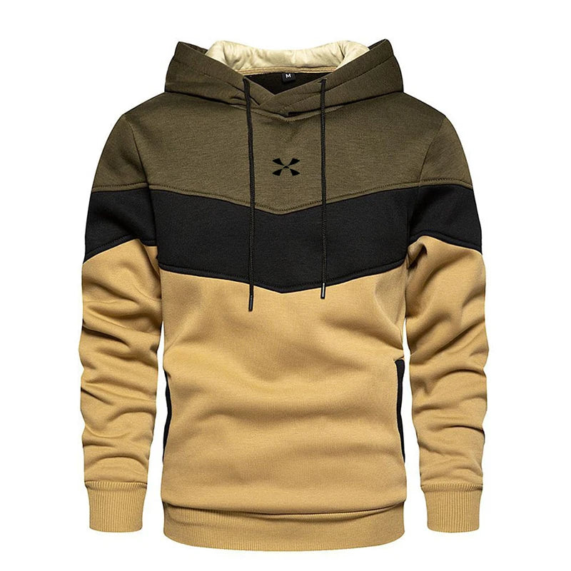 Men's Patchwork Hooded Sweatshirt Hoodies Clothing Casual Loose Fleece Warm Streetwear Male Fashion Autumn Winter Sports Outwear - Buy online at  Vibe In Cart.