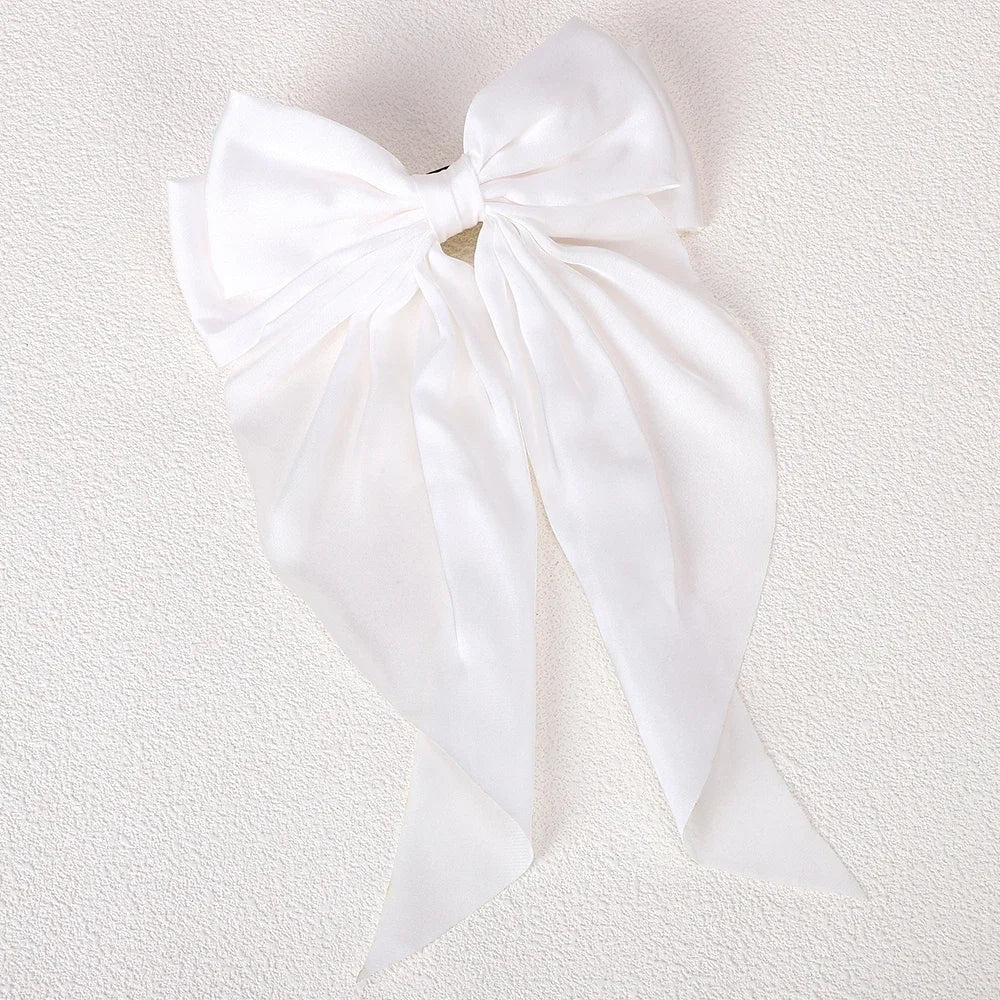 Polyester Chiffon Alloy Hair Barrettes for Girls with Big Bow
