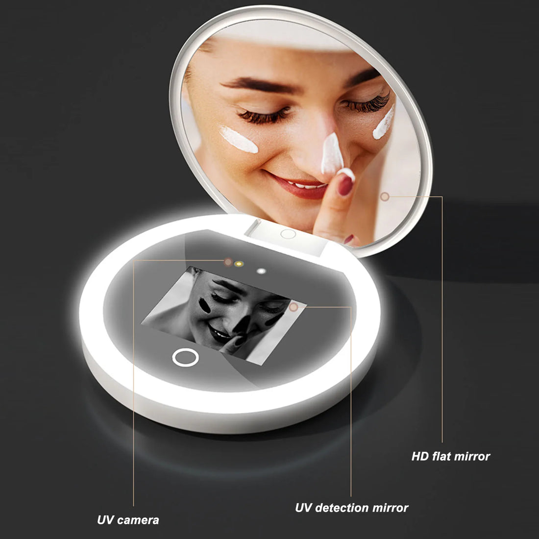 UV Mirror Sunscreen Testing Camera with Light 2X Magnification Travel Makeup 3.5in Pocket Size L - Buy online at  Vibe In Cart.