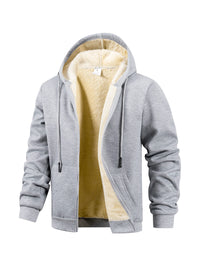 Winter Thick Fleece Zipper Hoodies Thicken Warm Jackets Long Sleeve Sweatshirts Casual Sports Fleece Black Coats Hooded Men Coat - Buy online at  Vibe In Cart.