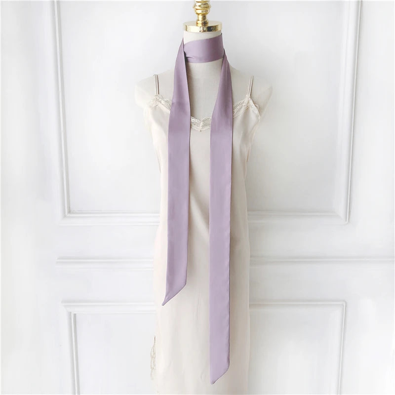 Women's Long Narrow Solid Color Polyester Scarf 190x5cm