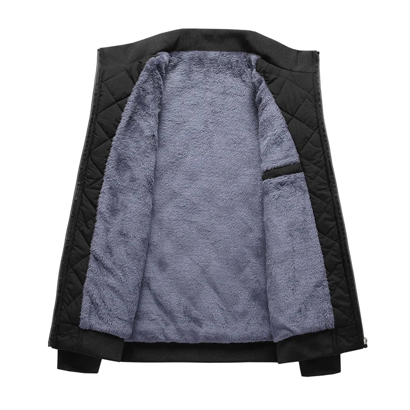 Autumn Winter Bomber Jacket Men Diamond Pattern Fleece Lined Casual Jacket Men Fashion Clothing 2023 Brand New Slim Fit Coat - Buy online at  Vibe In Cart.