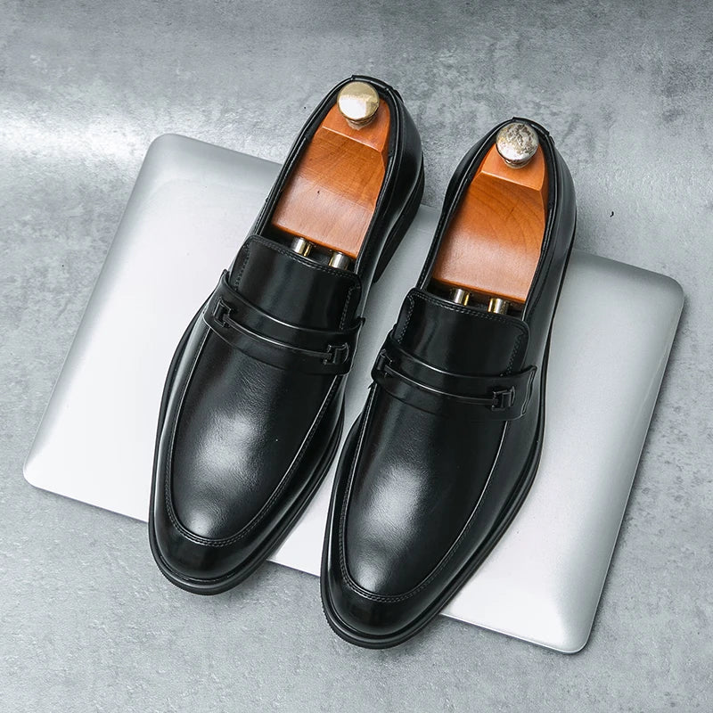 Men's Formal Leather Shoes Classic Style Slip On Loafers Round Toe Breathable Non-Slip Business Dress Wedding Office Casual Shos - Buy online at  Vibe In Cart.