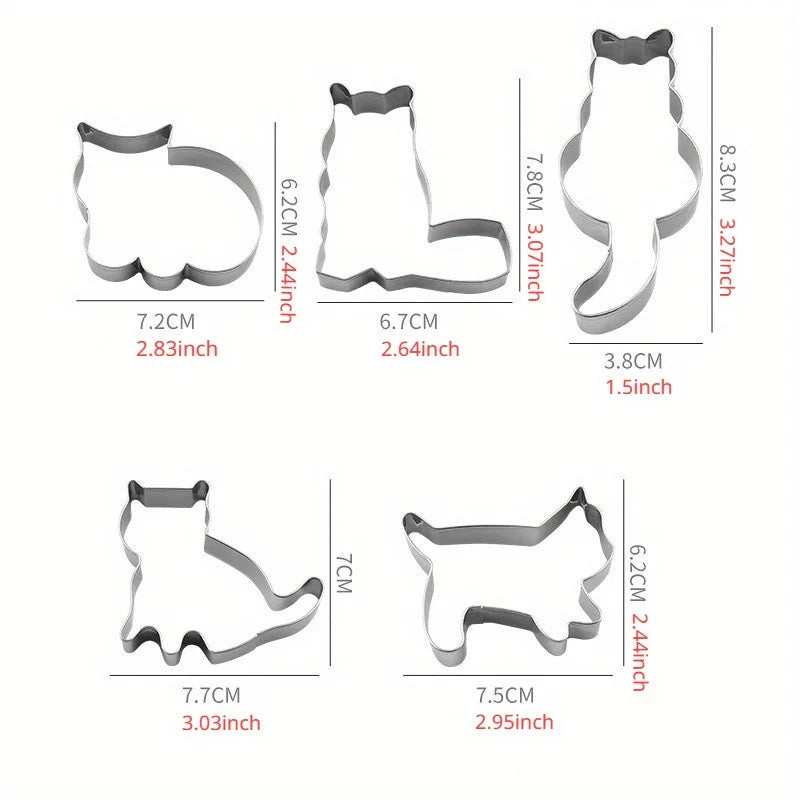 5Pcs/Set Animal Cat Cookie Cutter Mold Diy Biscuit Mold Cookie Stamp Cutters Bakeware Baking Tools Cutters for Sugar Mass - Buy online at  Vibe In Cart.