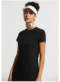 Summer Women Tennis Dress Cotton Female Short Sleeve Black Sport Dress Training Running Fitness Skirt Golf Badminton Dress Suit