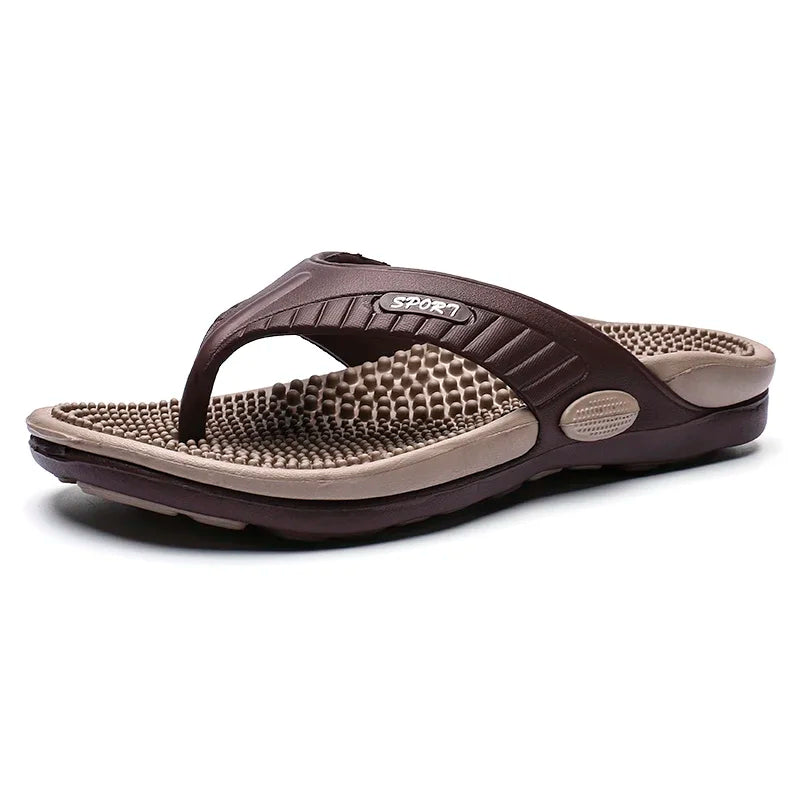 Men's Outdoor Massage Slippers with EVA Insole and Low Heel