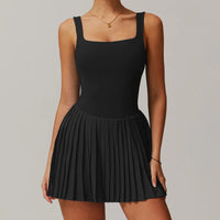 VITALINOVO Workout Tennis Dress with Built in Shorts Square Neck Padded Workout Dress with Pockets Golf Athletic Mini Dresses - Buy online at  Vibe In Cart.
