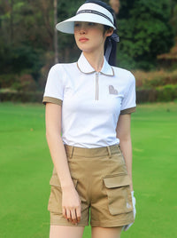 Love Golf Women Short Sleeve Sports Shirts Breathable Casual Tops Ladies High Waist Golf Shorts Quick Dry Skorts with Pockets