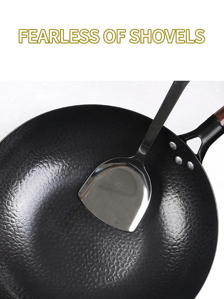 Pure Iron wok cast iron pan Non-coated Pot General use for Gas and Induction Cooker 32cm Chinese Wok Cookware Pan - Buy online at  Vibe In Cart.