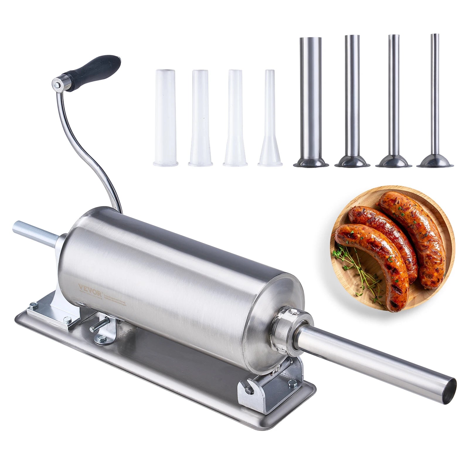 SucceBuy 2.5L Manual Sausage Stuffer Food-Grade Stainless Steel & 8 Stuffing Tubes for Home Kitchen Restaurant Commercial - Buy online at  Vibe In Cart.