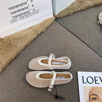 2025 New Hollow Mesh Women's Flat Ballet Shoes - Casual Fashion Versatile Breathable Fishnet Sandals - Buy online at  Vibe In Cart.