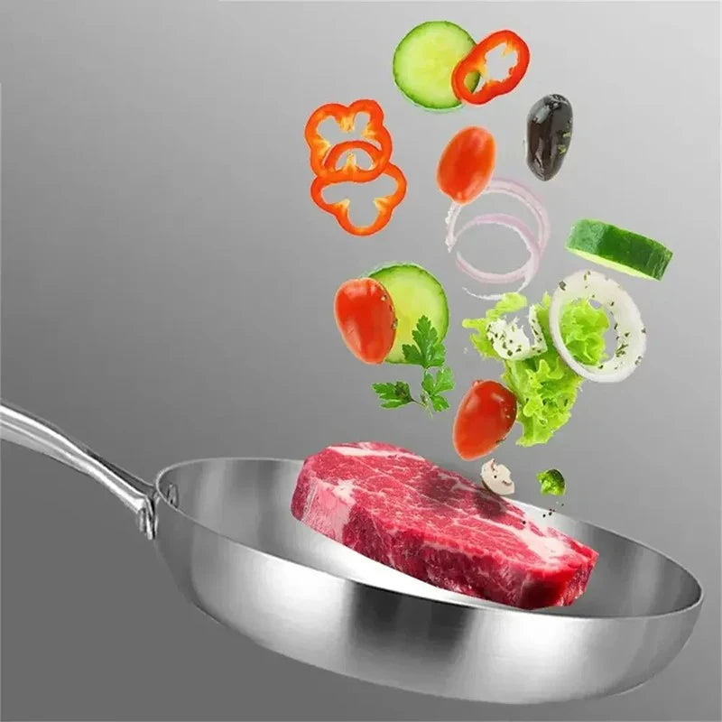 304 Stainless Steel Frying Pan NonStick Pan Fried Steak Pot Uncoated Kitchen Cookware For Gas Stove and Induction Cooker - Buy online at  Vibe In Cart.