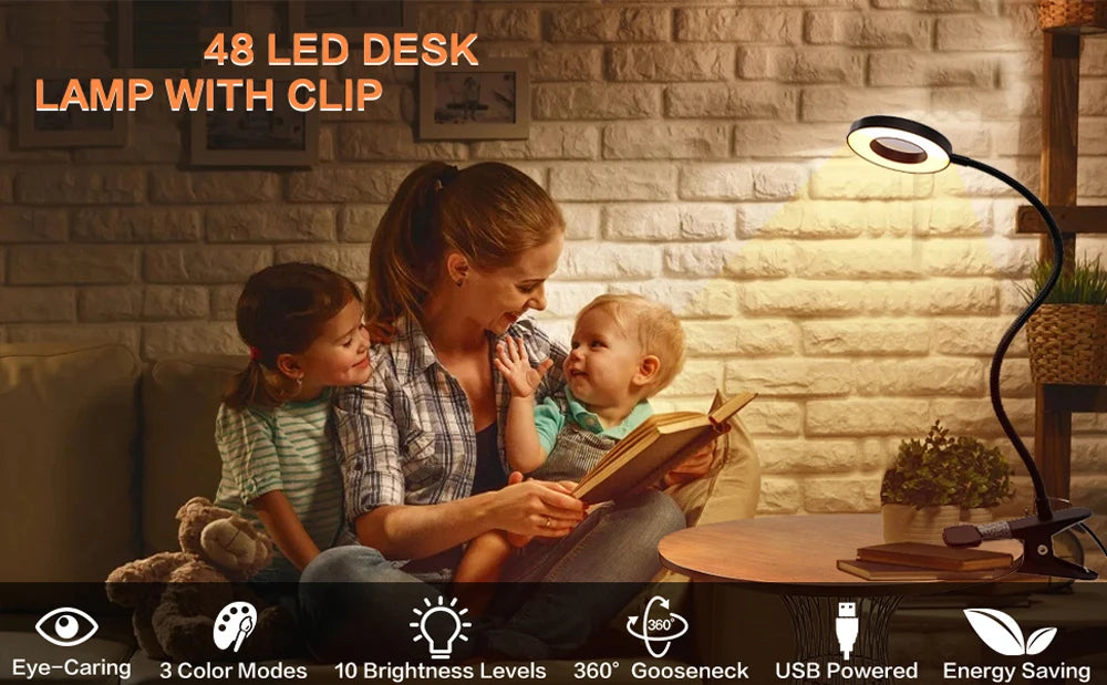 LED Reading Lights 360°Flexible Gooseneck Dimmable Table Lamp Clip On Indoor Bedroom Eye Protection Desk Light Book Clamp Lamp - Buy online at  Vibe In Cart.