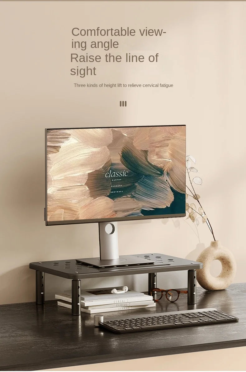 Adjustable Height Desk Monitor Stand for Laptops up to 20 Inches