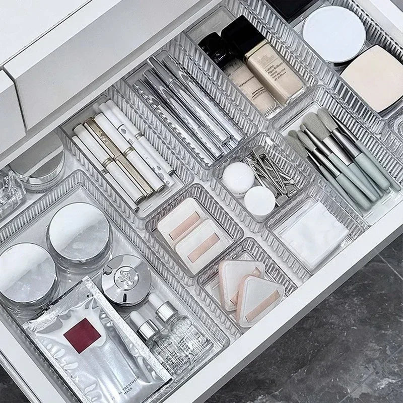 Transparent Plastic Storage Organizers Set for Drawers