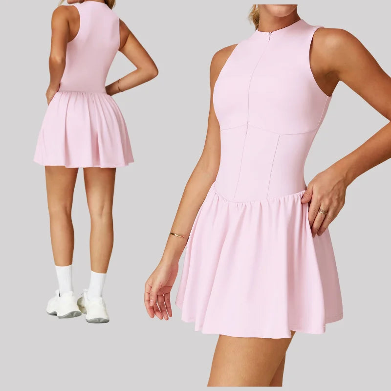 Tennis Skirt Sports Fitness Stand-up Collar Anti-light Golf Badminton Casual Fitness Workout Clothing Gym Yoga Suit for Women - Buy online at  Vibe In Cart.