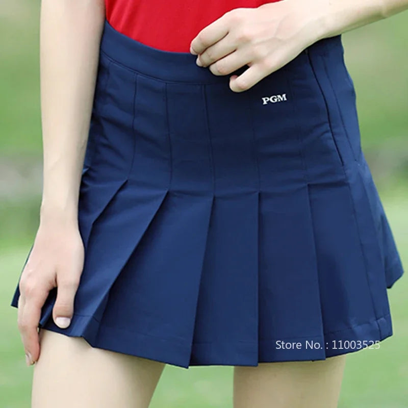 Pgm Women Pleated Skirt High Waist Golf Mini Skirts with Shorts Girl Basic Casual Skorts Lady A-line Korean Sportswear XS-XL