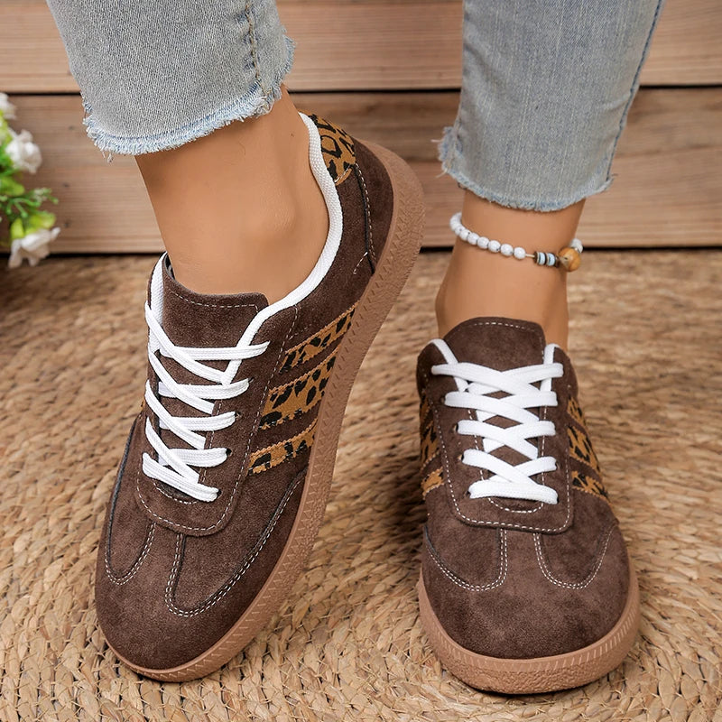 Vintage Leopard Striped Sneakers Women Four Season Lightweight Breathable Sports Shoes for Woman Lace Up Non Slip Casual Shoes - Buy online at  Vibe In Cart.