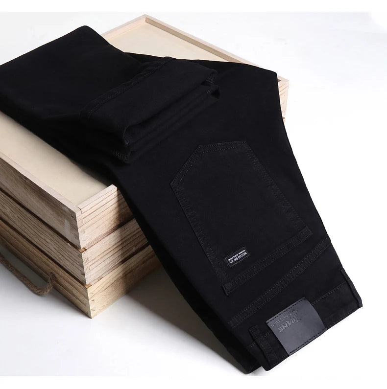 Men Classic Advanced Fashion Brand Pure Black Jeans Man Soft Breathe Stretch Slim Straight Denim Trousers Mens Pants Overalls - Buy online at  Vibe In Cart.