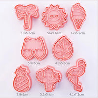 8-Piece Plastic 3D Cookie Cutters Set with Cartoon Designs