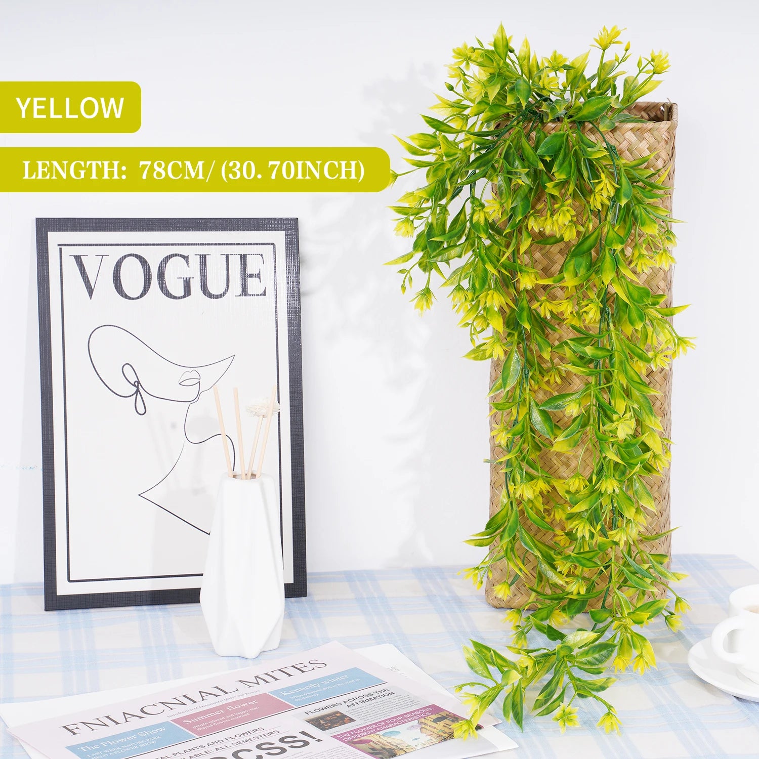 Artificial Plant Rattan Wall Hanging Vines Leaves Branches Plastic Fake Silk Leaf Green Plant Ivy Home Outdoor Garden Decor - Buy online at  Vibe In Cart.