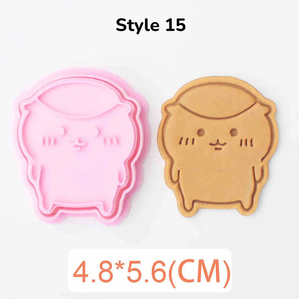 Plastic Pressable Cartoon Doll Cookie Cutters for Baking