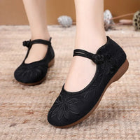 Women Fashion Plus Size Black Floral Pattern Dance Flat Shoes Lady Retro Chinese Traditional Hotel Work Grey Shoes & Flats A104 - Buy online at  Vibe In Cart.