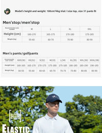 Men's Full Length Spring Summer Golf Pants in Nylon and Elastane