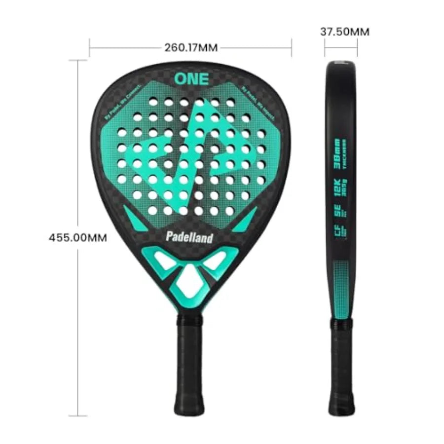 Padel/Pop Tennis Paddle Series Carbon Fiber Racquet, 17.91x10.23x1.5 inches, 0.8 lbs, 12K Carbon Fiber Construction, blue-green - Buy online at  Vibe In Cart.