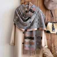 Women's Long Warm Polyester Print Winter Scarf Over 175cm